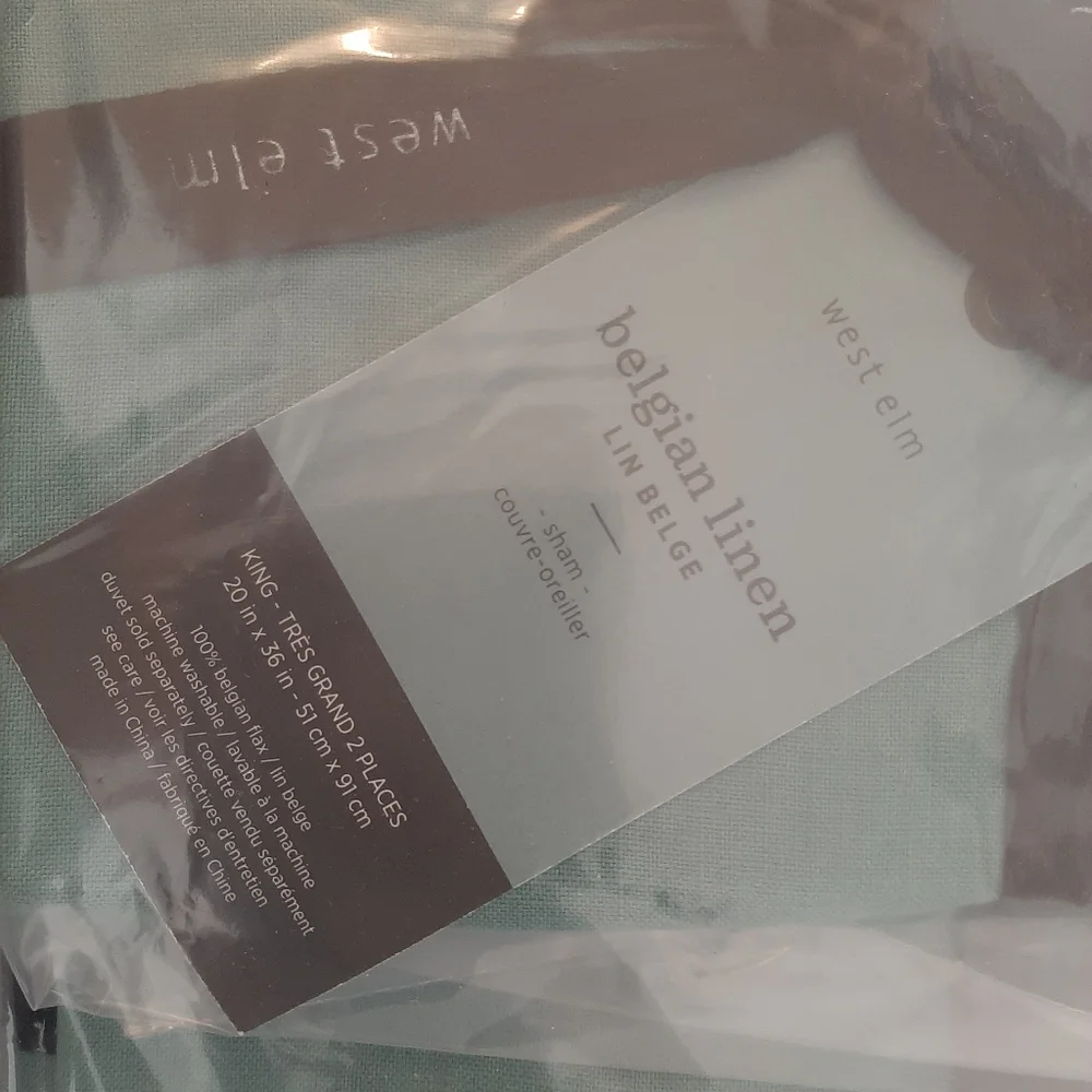 West Elm KING Belgian Flax Linen Duvet Cover & 2 KING shams Peacock